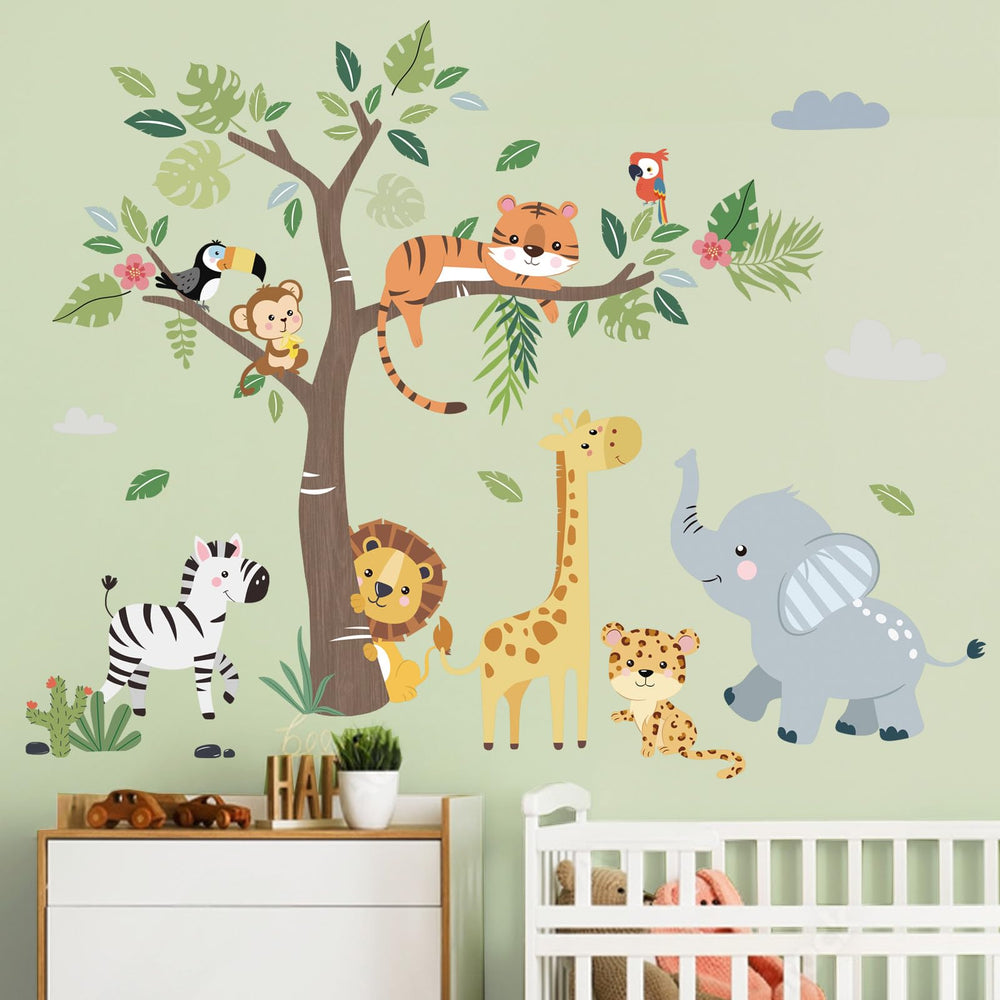 decalmile jungle animals giraffe wall decal brightens kids' room with friendly height