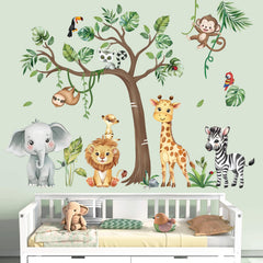 Decalmile jungle animals elephant wall decal adds colorful charm to nurseries and playrooms.