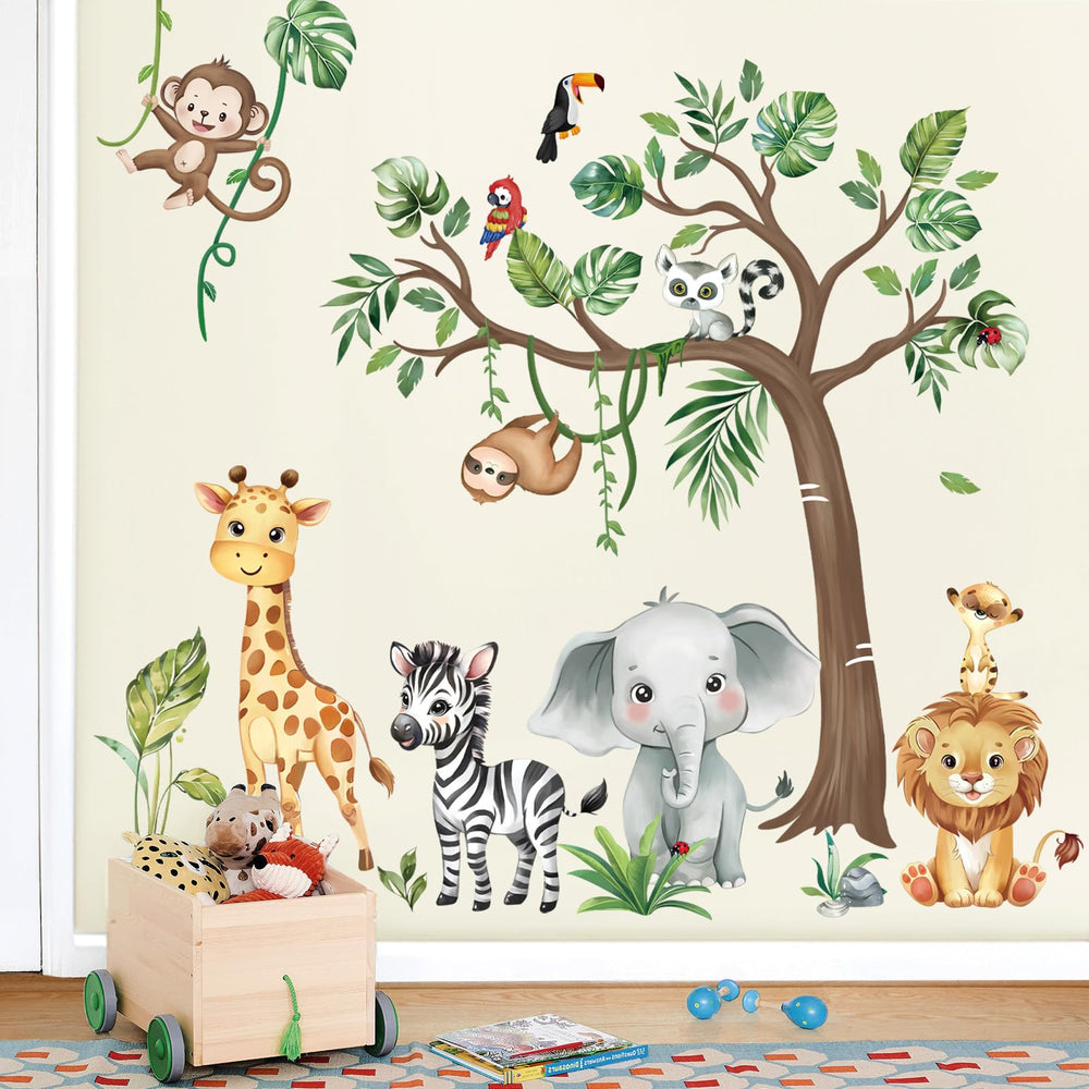 Decalmile jungle animals monkey wall decal brings whimsy to walls and learning corners.
