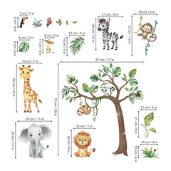 Decalmile jungle animals safari scene decal enriches bedrooms with vibrant, removable decor.
