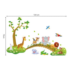 DecalMile Jungle Animals bridge wall sticker creates depth and storytelling across the wall