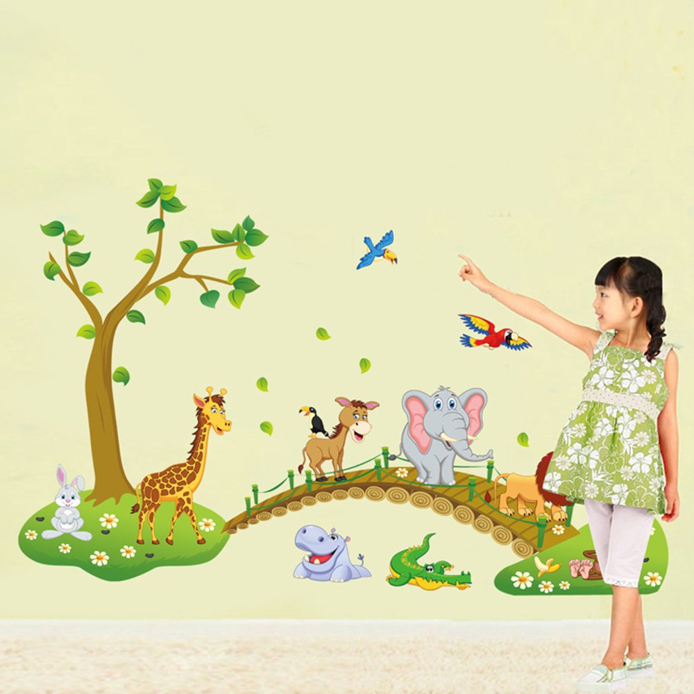DecalMile Jungle Animals elephant wall sticker brings charm to playrooms and bedrooms