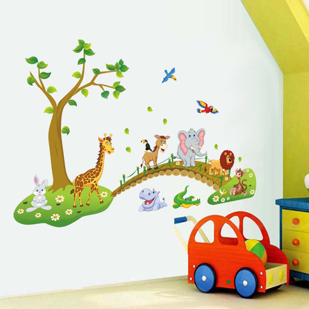 DecalMile Jungle Animals giraffe wall sticker brightens nursery decor and sparks imagination
