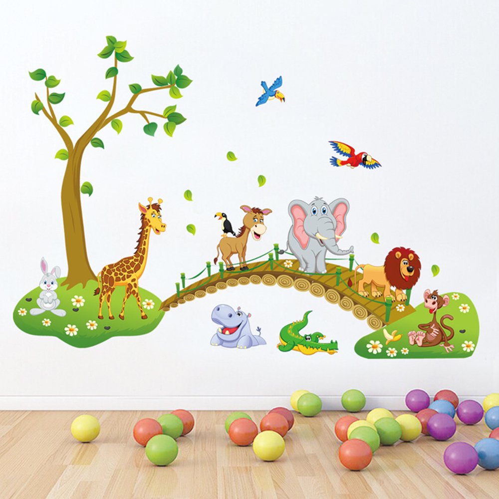 DecalMile Jungle Animals lion wall sticker adds playful wildlife detail to kids' room