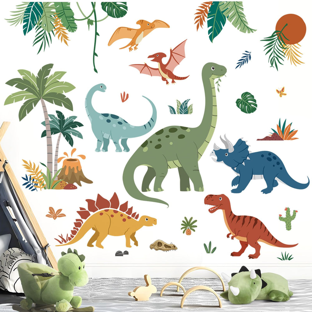 decalmile large boho dinosaurs wall decal on nursery wall for playful decor