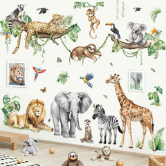 Decalmile elephant wall sticker on a tree branch for playful nursery decor