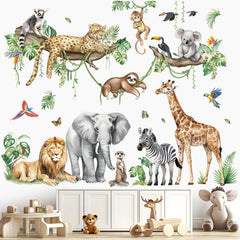 Decalmile giraffe wall sticker on a branch adds height to kids' rooms