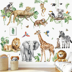 Decalmile leopard wall decal with tropical leaves for bold living room vibe