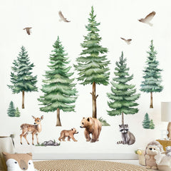 DecalMile large pine tree wall decal for a forest-themed nursery and play space