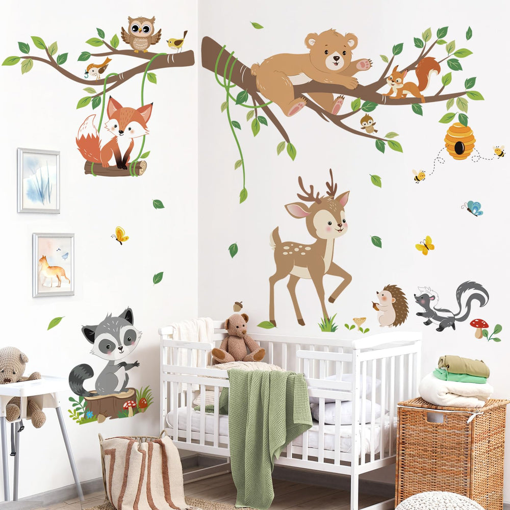decalmile living room and nursery forest-themed decor creates a cozy, inviting space