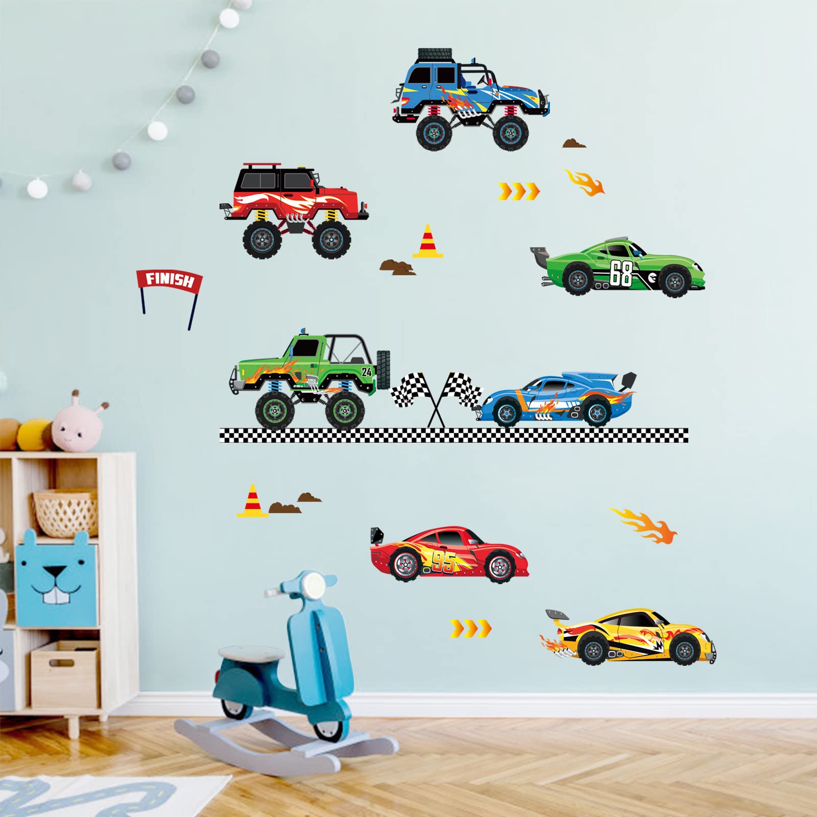 Decalmile racing wall stickers for living rooms provide dynamic energy and durable decor option.