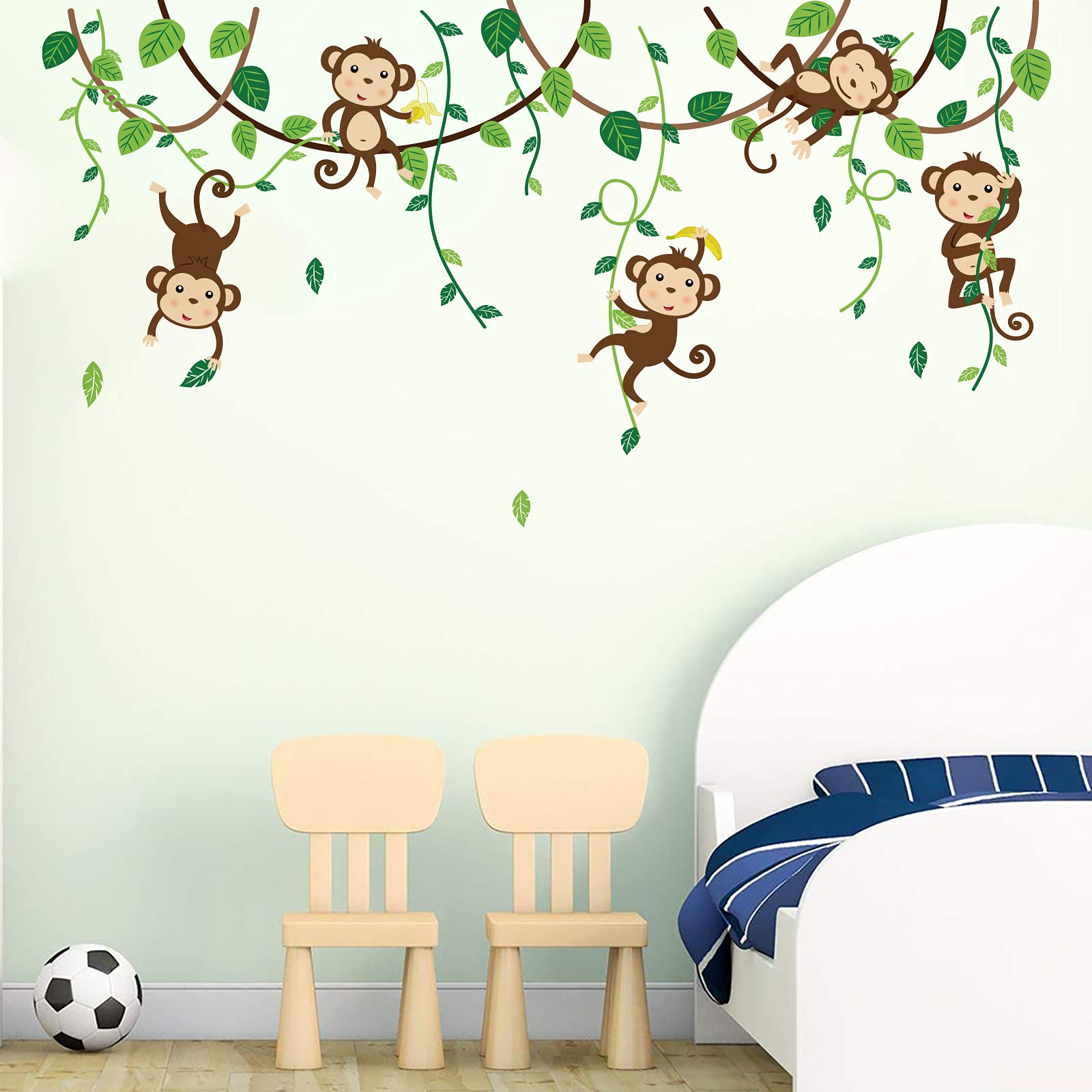 Decalmile monkey climbing tree wall decal brightens a kid's room with playful jungle energy.