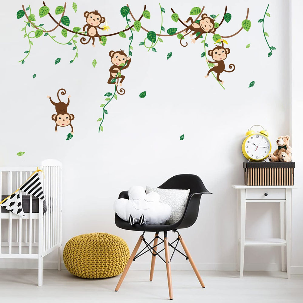 Decalmile monkey climbing tree wall decal adds imaginative decor on smooth surfaces.