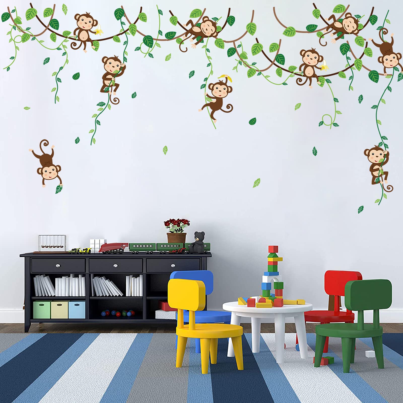 Decalmile monkey climbing tree wall decal demonstrates easy DIY placement on clean walls.