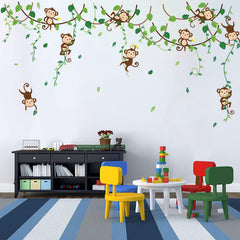 Decalmile monkey climbing tree wall decal demonstrates easy DIY placement on clean walls.