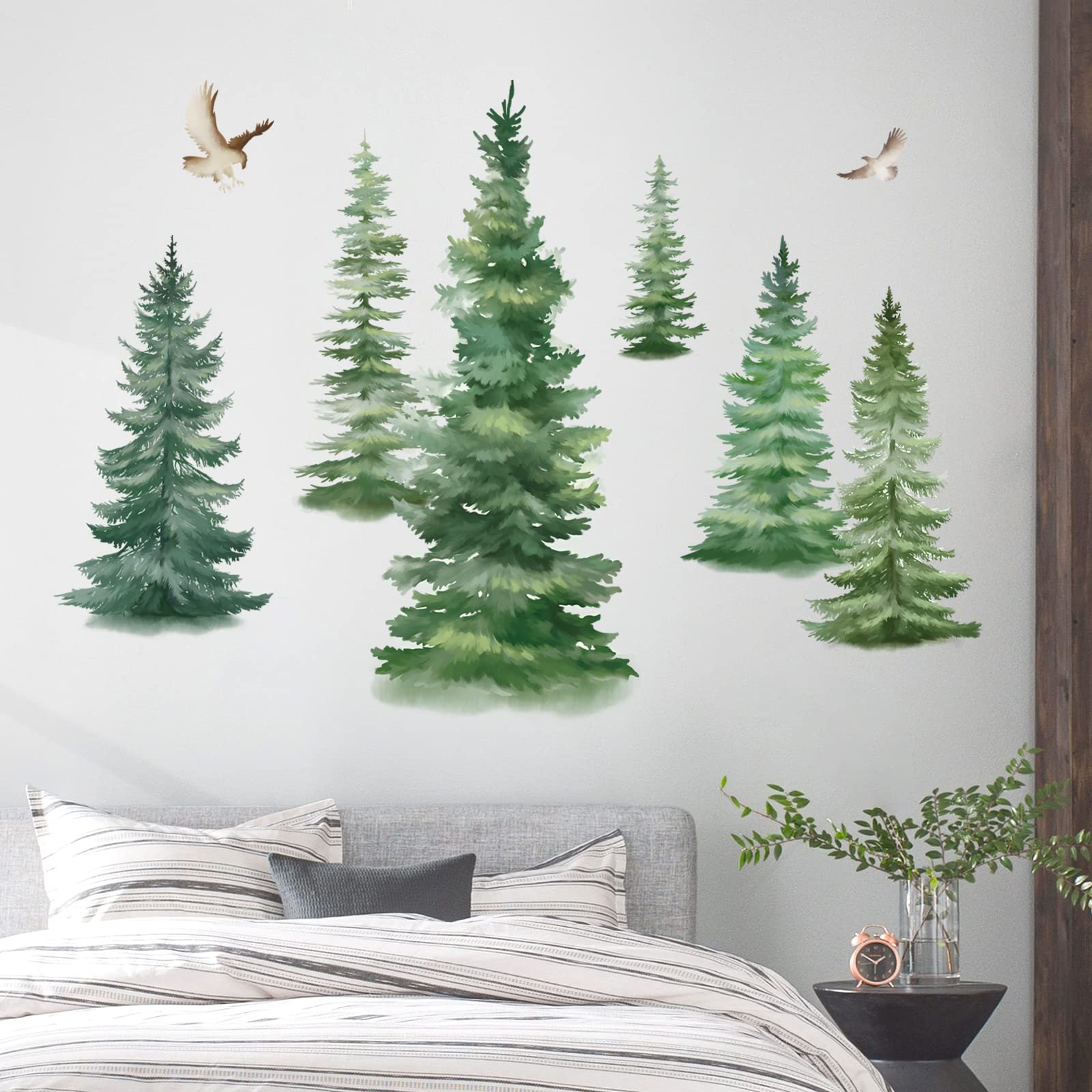 DecalMile nursery pine tree wall decals brighten kid's spaces with playful trees.