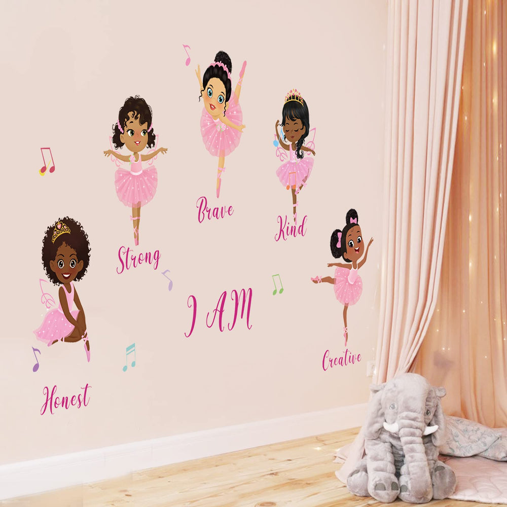 Decalmile nursery wall art features a pink ballet girl that sparks imaginative play