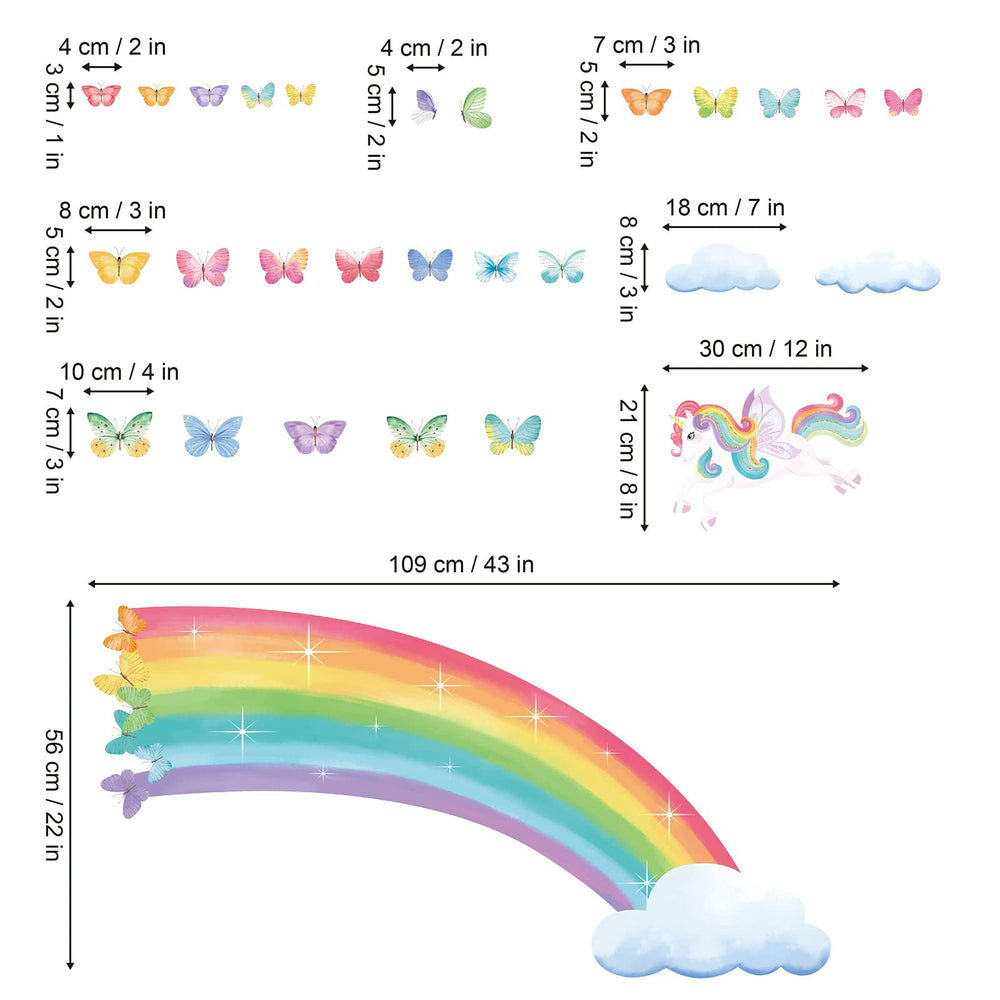 Decalmile Nursery Rainbow Wall Decor adds vibrant color and easy repositioning.