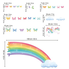 Decalmile Nursery Rainbow Wall Decor adds vibrant color and easy repositioning.