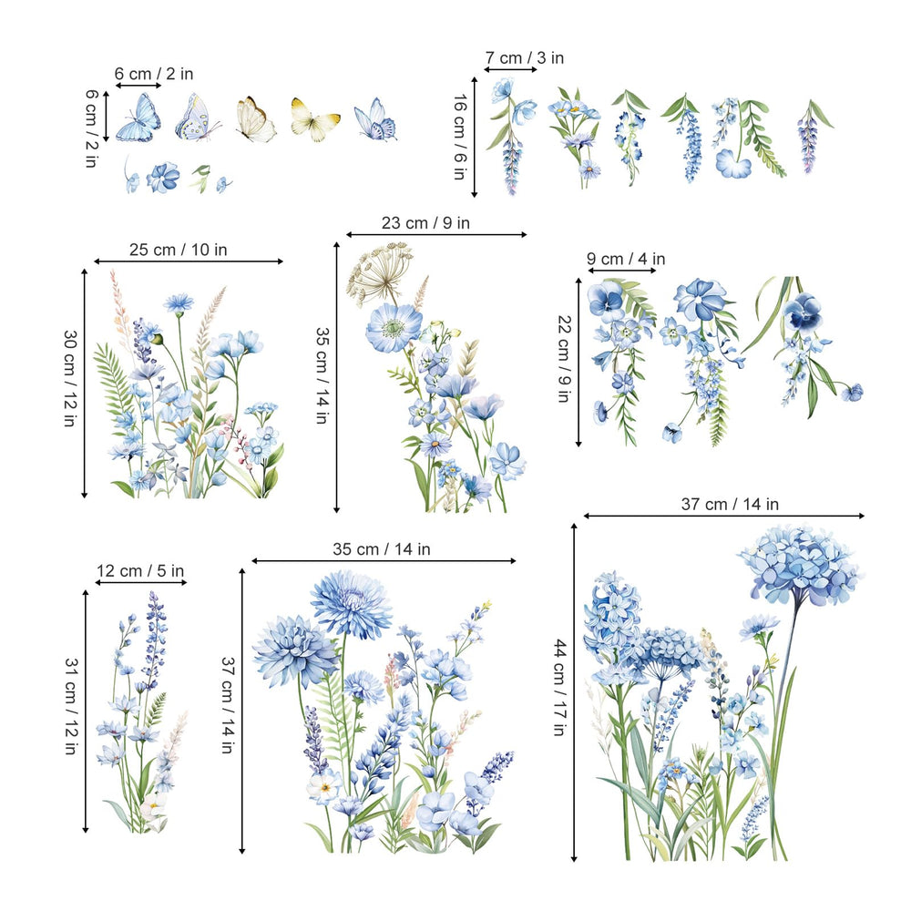 Decalmile nursery wall stickers transform spaces with blue florals.