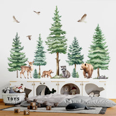 DecalMile pine tree wall decal for kids room decor