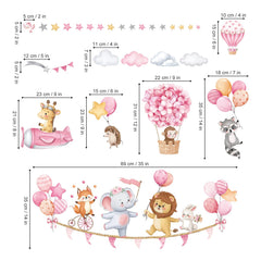 Decalmile pink animal wall stickers suited for daycare room setup and learning spaces.