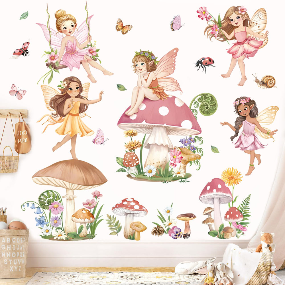 Decalmile Pink Fairy Butterfly wall decal adds color to playroom walls.