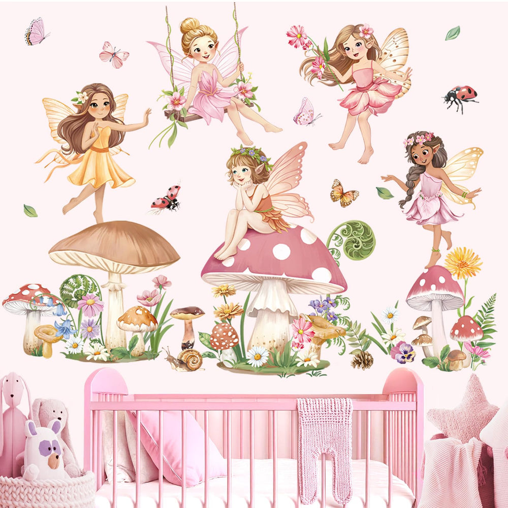 Decalmile Pink Fairy Girl Room decor creates magical nursery ambience.