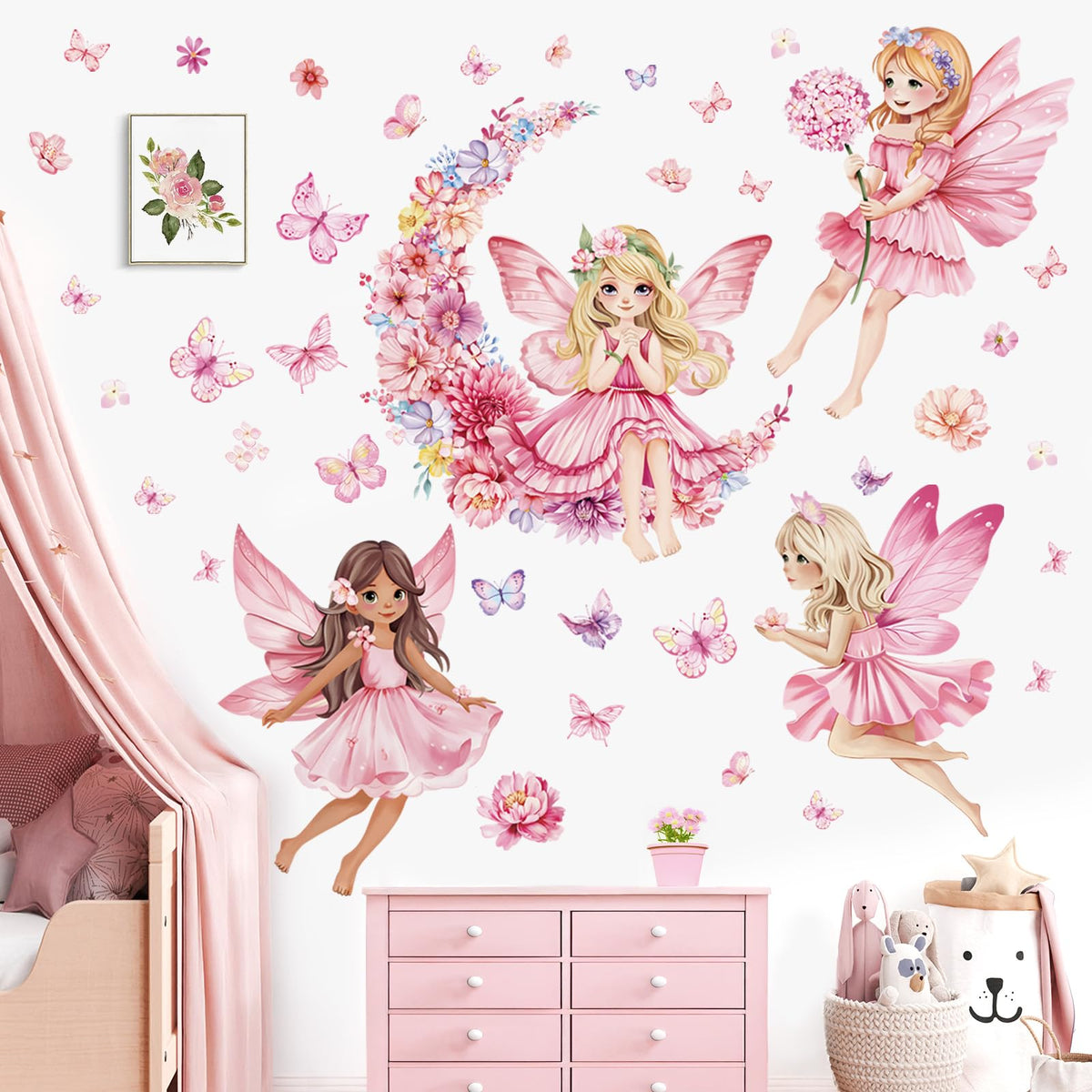 Decalmile Pink Fairy wall decal hero for a playful kids' room