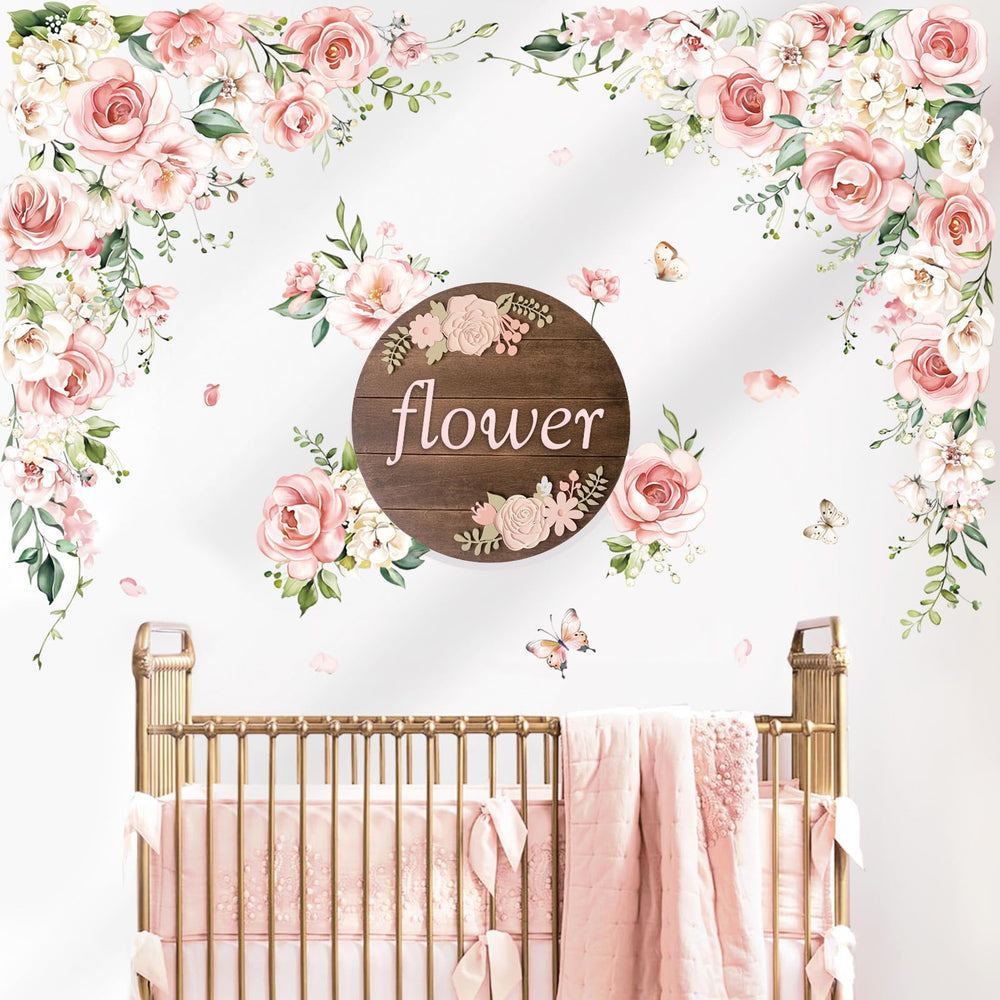 Decalmile pink flower wall decal brightens nurseries and bedrooms as a soft focal point
