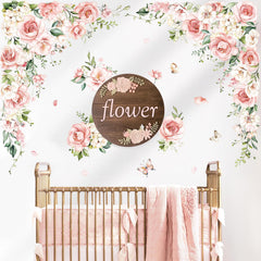 Decalmile pink flower wall decal brightens nurseries and bedrooms as a soft focal point