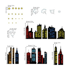 decalmile playroom city skyline wall decal adds engaging scenery for learning and imagination