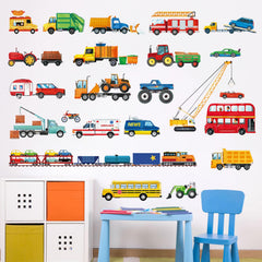 Decalmile playroom vehicle wall-stickers offer quick, mess-free room upgrades