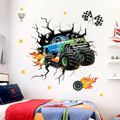 DecalMile racing car wall stickers kids room application on smooth surfaces