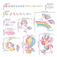 Decalmile rainbow-balloons wall sticker brightens girls' bedroom with playful color.
