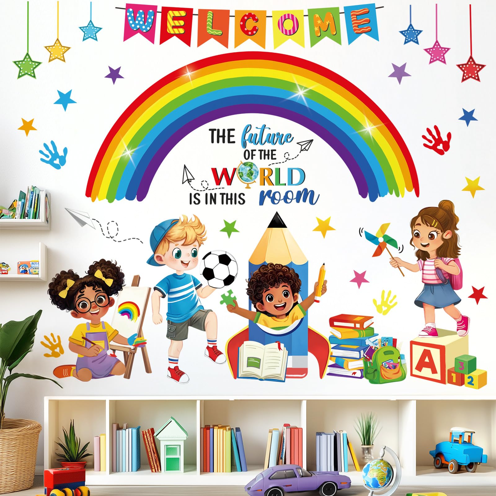 Decalmile rainbow reading corner decal brightens a cozy learning space.