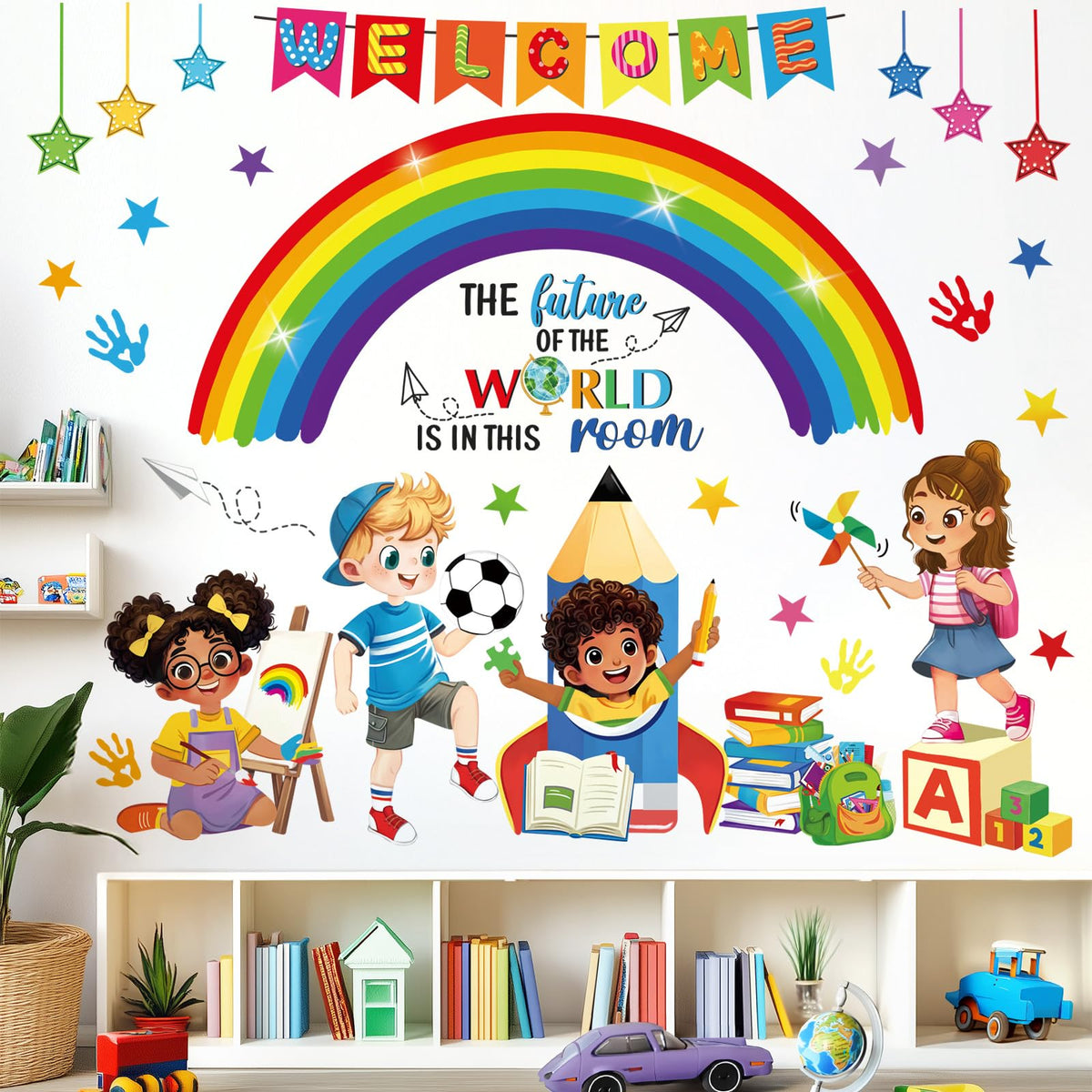 Decalmile rainbow reading corner decal brightens a cozy learning space.