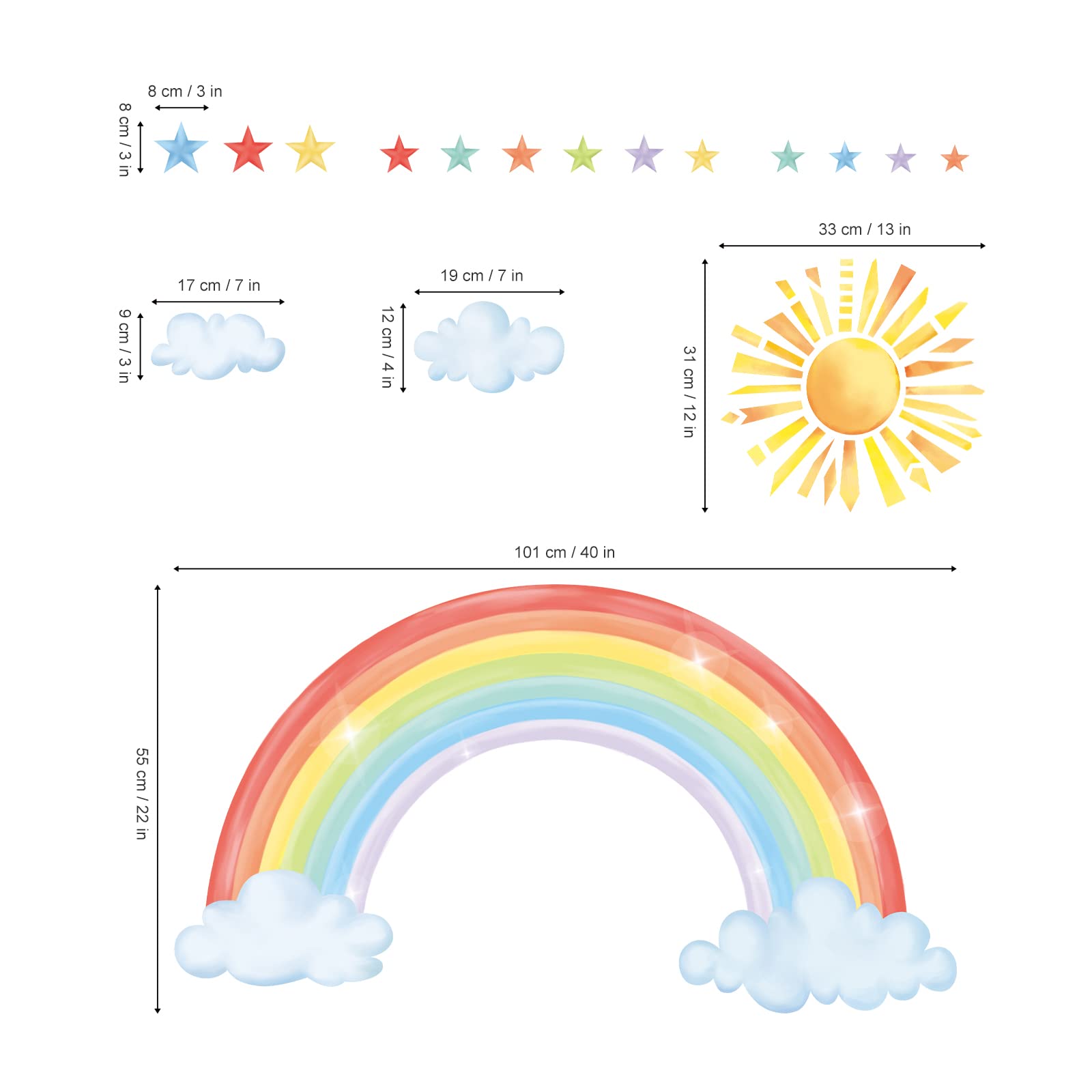 Decalmile rainbow wall art kit enables easy DIY decoration in any room.