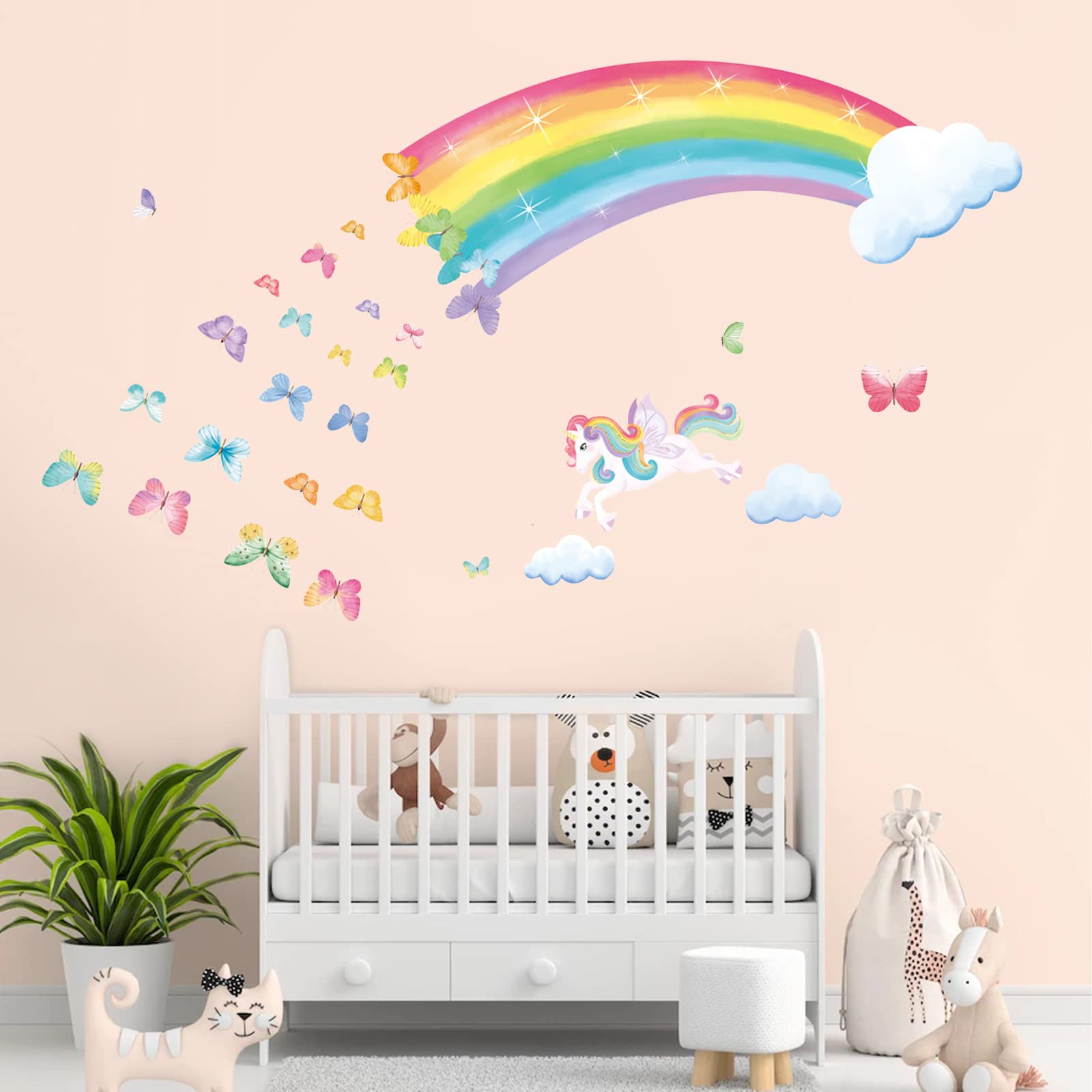 Decalmile Rainbow Wall Decal for Kids Room offers DIY layout options.