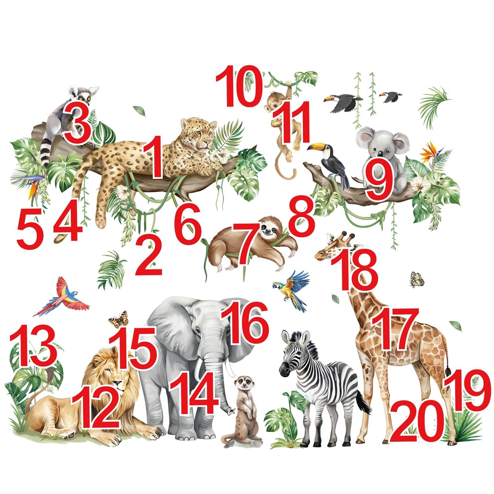 Decalmile safari animals wall sticker in a living room setup