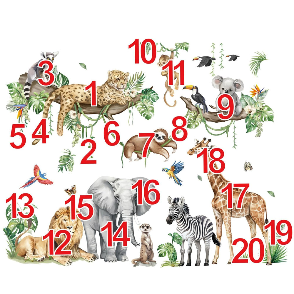 Decalmile safari animals wall sticker in a living room setup