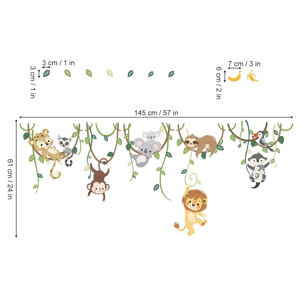Decalmile safari tree wall decal creates a lush backdrop for stories.