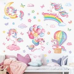 Decalmile sleeping unicorn rainbow wall decal creates a dreamy nursery focal point for imagination.