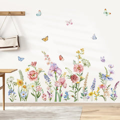Decalmile Spring Garden wall stickers show iris and butterflies for vibrant living room decor