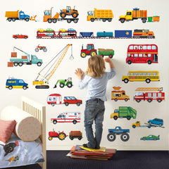 Decalmile trucks-construction-vehicles wall-stickers transform classrooms into action-filled spaces