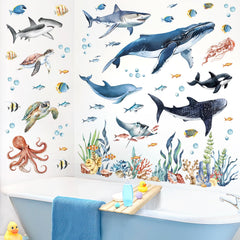 decalmile under the sea sea-turtle wall-sticker closeup — adds playful focal point for nursery or bathroom