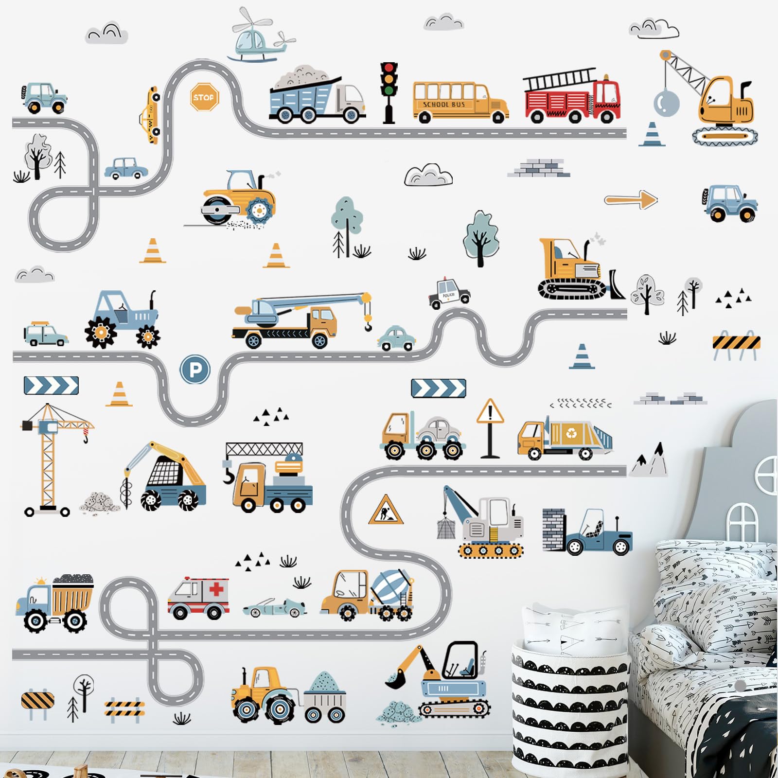 decalmile vehicles road wall stickers pack on smooth surface for quick room refresh