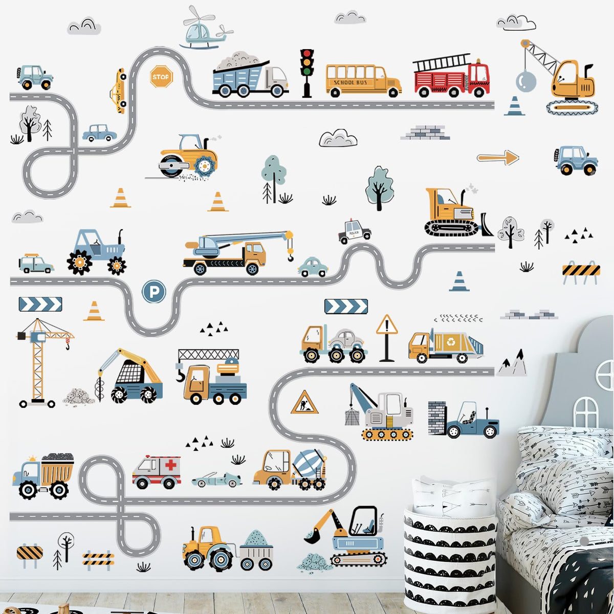 decalmile vehicles road wall stickers pack on smooth surface for quick room refresh
