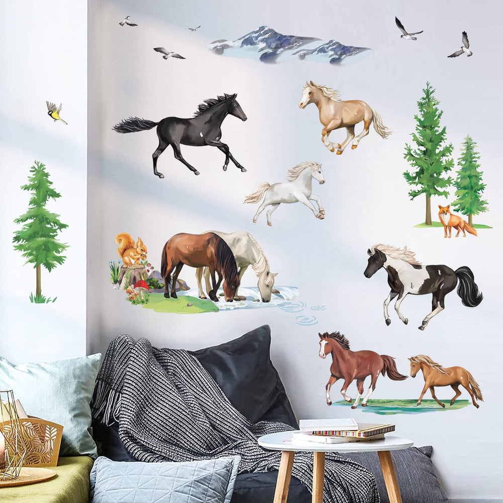 decalmile wild horse forest wall sticker hero brightens kids room