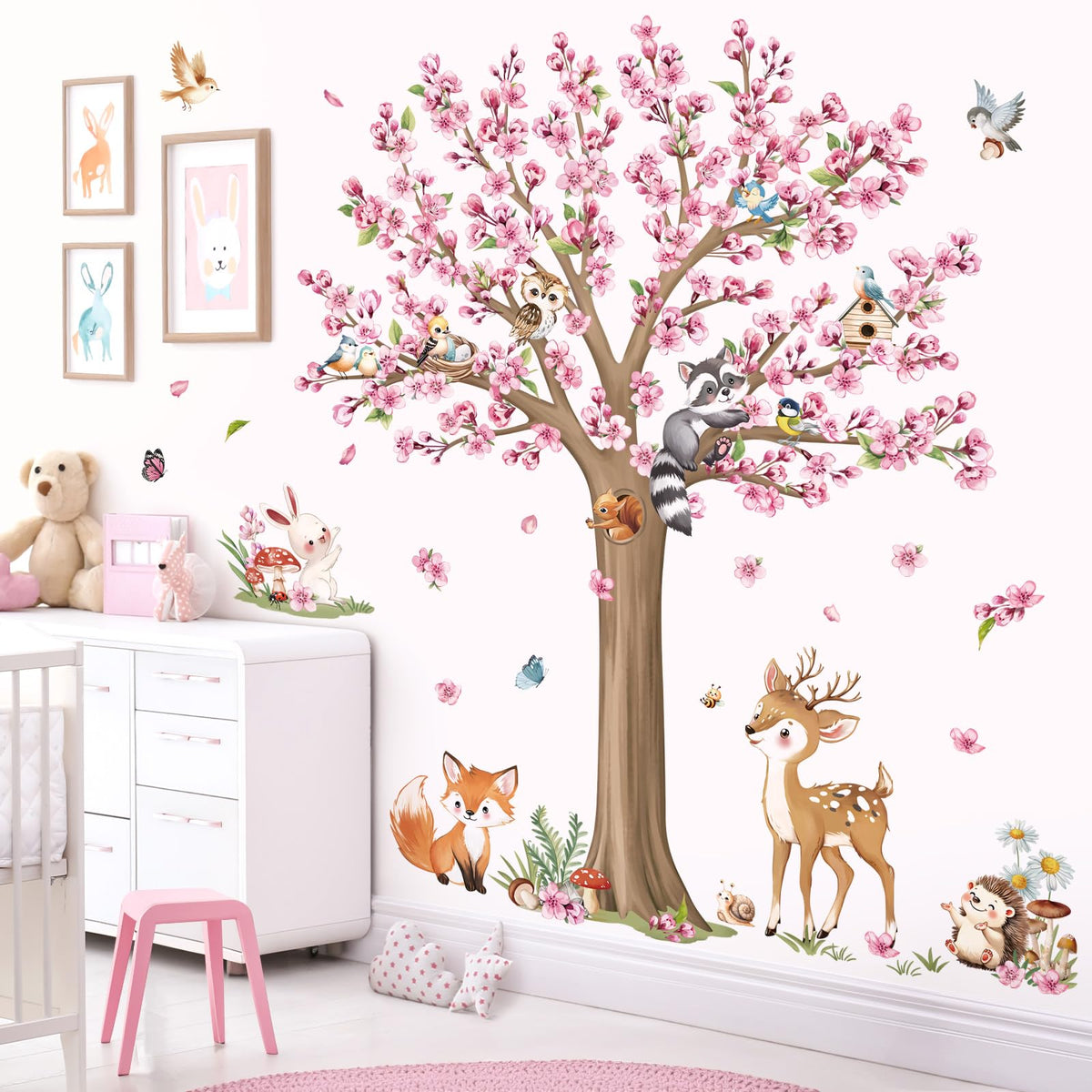 Decalmile woodland animals tree decal adds playful ambiance to kids room